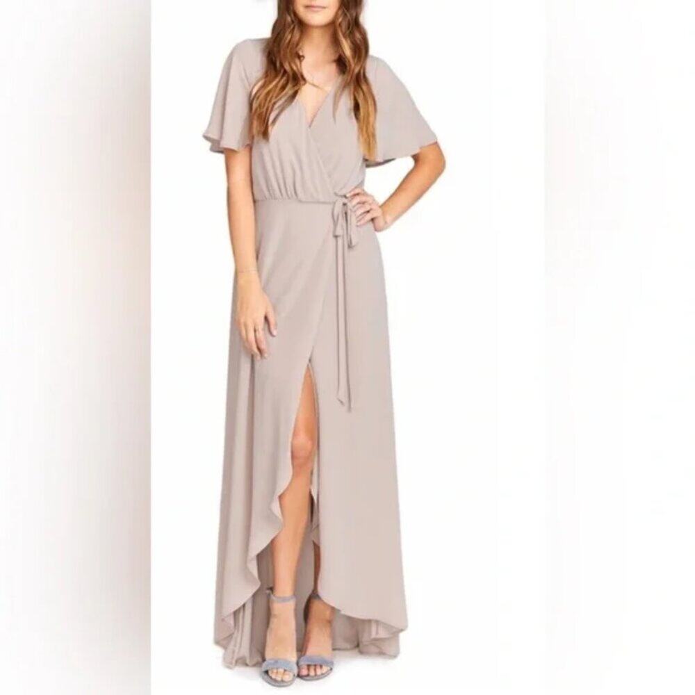 Show Me Your Mumu Sophia Wrap Dress Bridesmaid Beige Deep Ring Crisp